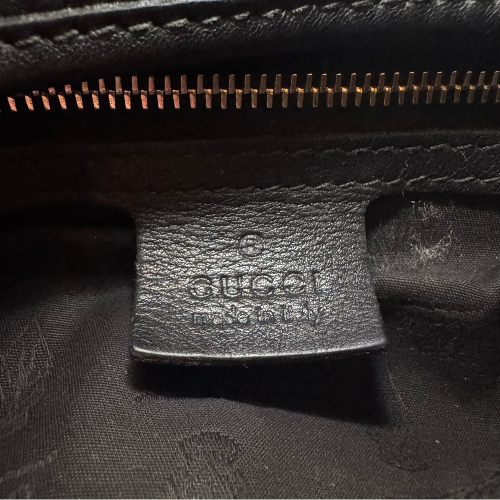 Auth. Gucci Guccissima GG Monogram Black Leather Shoulder Bag, East West Style - Picture 13 of 15